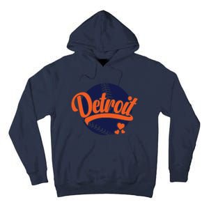 Love Detroit Baseball Tall Hoodie