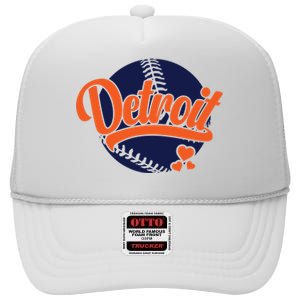 Love Detroit Baseball High Crown Mesh Back Trucker Hat