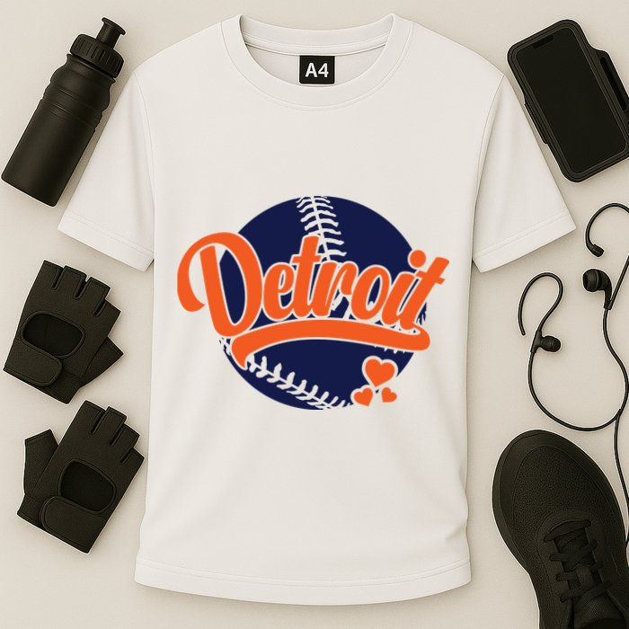 Love Detroit Baseball Cooling Performance Crew T-Shirt