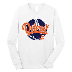 Love Detroit Baseball Long Sleeve Shirt