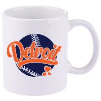 Love Detroit Baseball 11oz C Handle Ceramic Mug