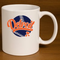 Love Detroit Baseball 11oz C Handle Ceramic Mug