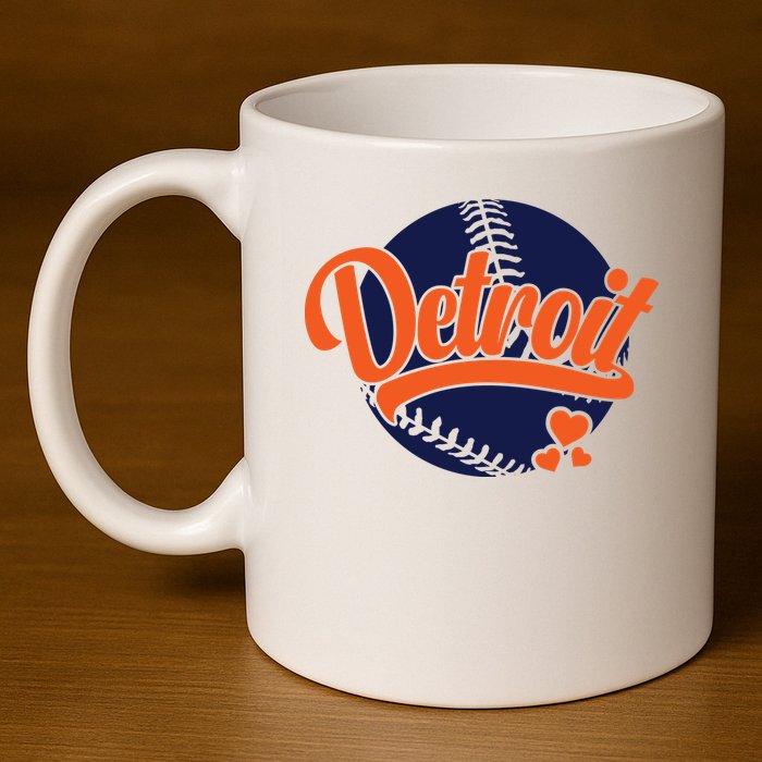 Love Detroit Baseball 11oz C Handle Ceramic Mug