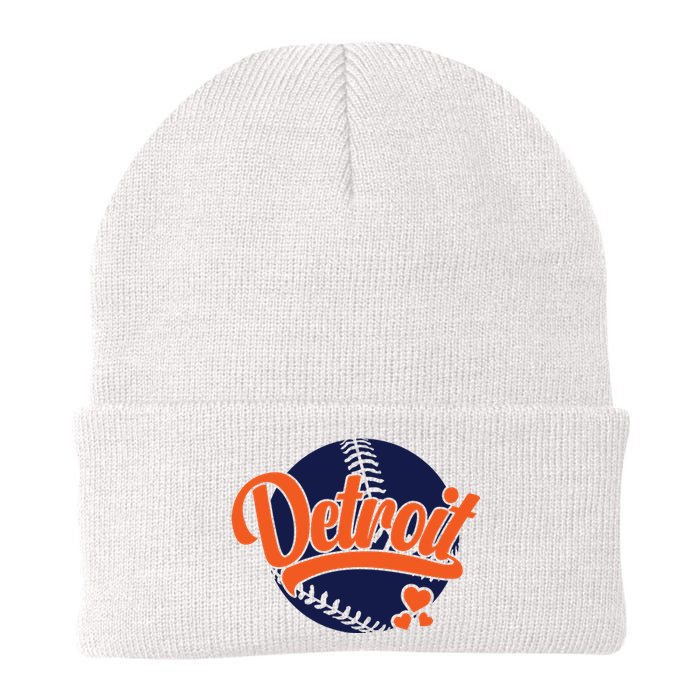 Love Detroit Baseball Knit Cap Winter Beanie