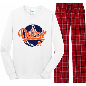 Love Detroit Baseball Long Sleeve Pajama Set