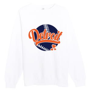 Love Detroit Baseball Premium Crewneck Sweatshirt