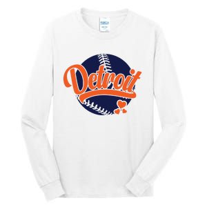 Love Detroit Baseball Tall Long Sleeve T-Shirt