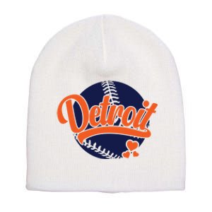 Love Detroit Baseball Short Acrylic Beanie