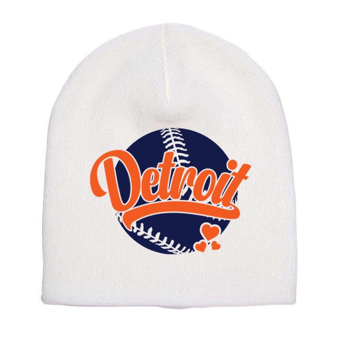 Love Detroit Baseball Short Acrylic Beanie