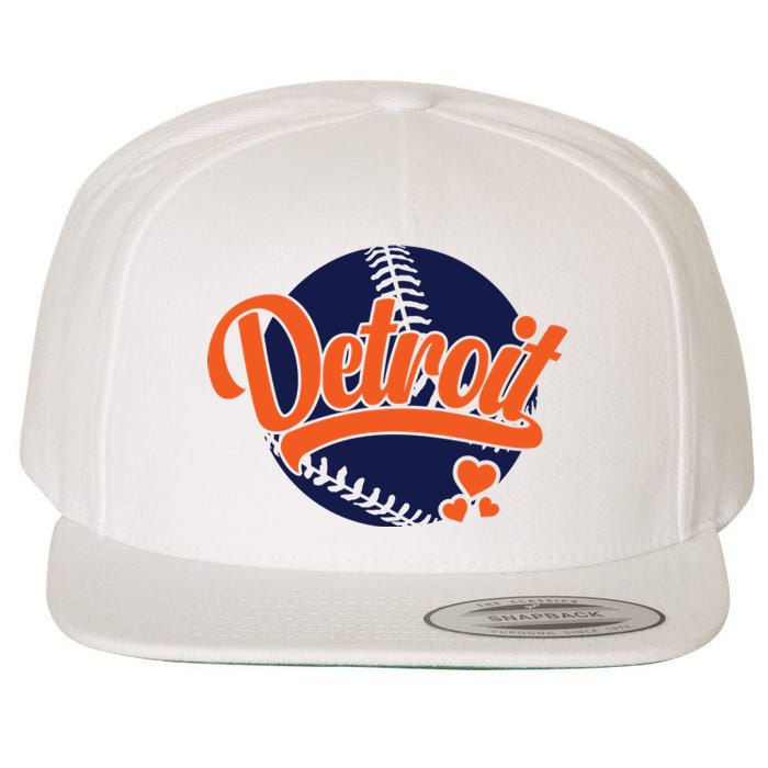 Love Detroit Baseball Wool Snapback Cap