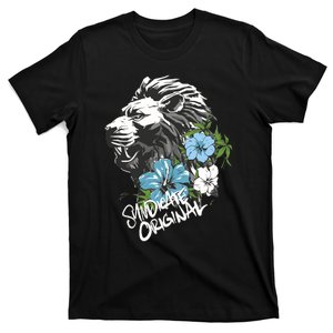 Lion Dark Blue Flowers Syndicate T-Shirt