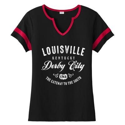 Louisville Derby City Kentucky Gift Ladies Halftime Notch Neck Tee