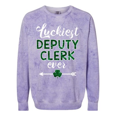 Luckiest Deputy Clerk Ever Gift Funny St Patrick's Day Gift Meaningful Gift Colorblast Crewneck Sweatshirt