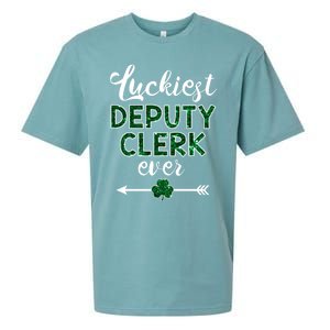 Luckiest Deputy Clerk Ever Gift Funny St Patrick's Day Gift Meaningful Gift Sueded Cloud Jersey T-Shirt