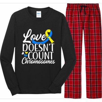 Love Doesn't Count Chromosomes Down Syndrome Support Cool Gift Long Sleeve Pajama Set