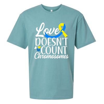 Love Doesn't Count Chromosomes Down Syndrome Support Cool Gift Sueded Cloud Jersey T-Shirt