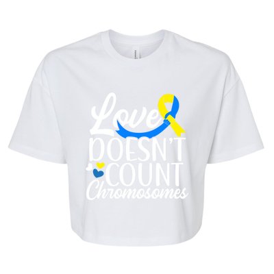 Love Doesn't Count Chromosomes Down Syndrome Support Cool Gift Bella+Canvas Jersey Crop Tee