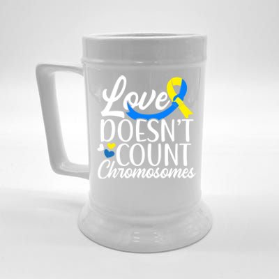 Love Doesn't Count Chromosomes Down Syndrome Support Cool Gift Beer Stein