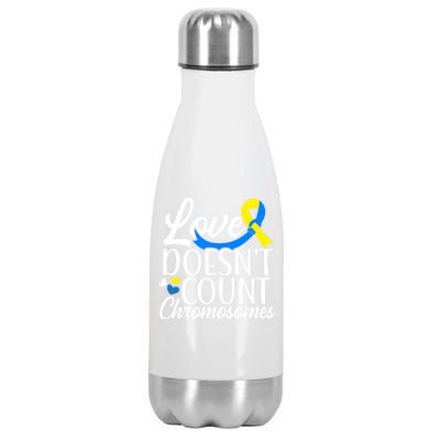 Love Doesn't Count Chromosomes Down Syndrome Support Cool Gift Stainless Steel Insulated Water Bottle