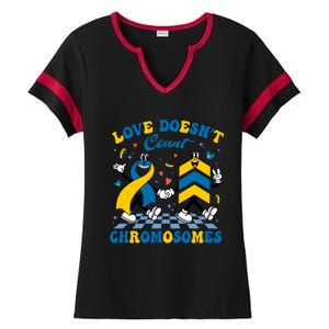 Love Doesnt Count Chromosomes Down Syndrome Supporter Ladies Halftime Notch Neck Tee