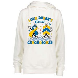 Love Doesnt Count Chromosomes Down Syndrome Supporter Womens Funnel Neck Pullover Hood