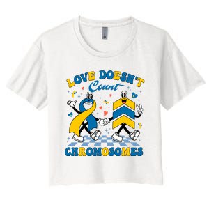 Love Doesnt Count Chromosomes Down Syndrome Supporter Women's Crop Top Tee