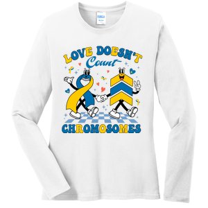 Love Doesnt Count Chromosomes Down Syndrome Supporter Ladies Long Sleeve Shirt