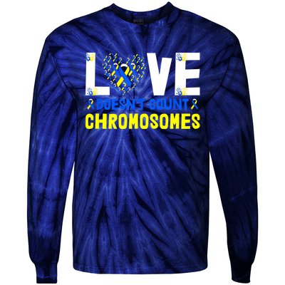 L.ove Doesn't Count Chromosomes Down Syndrome Awareness Tie-Dye Long Sleeve Shirt