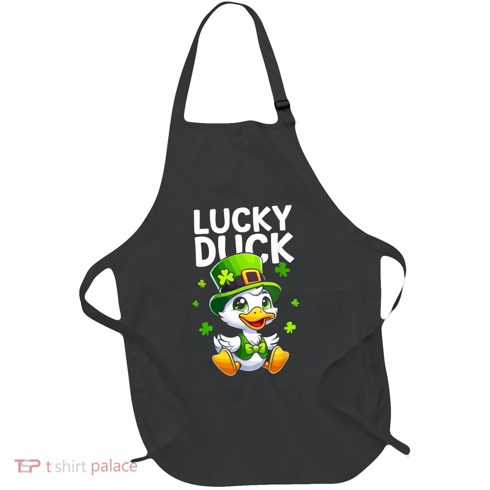 Lucky Duck Cute Duck St. PatrickS Day Matching Full-Length Apron With Pockets