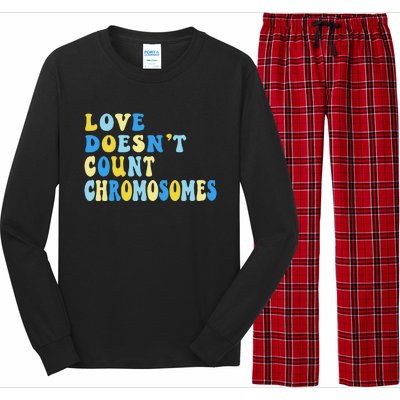 Love Doesn't Count Chromosomes Down Syndrome T21 Down Right Awesome Long Sleeve Pajama Set