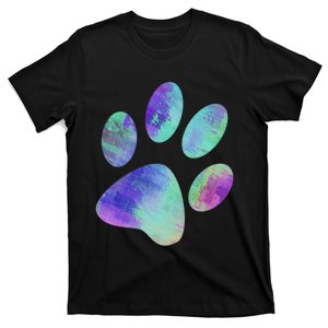 Loves Dogs Cats Animals Paw Print Animal Lover Rainbow Art T-Shirt