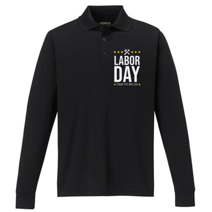 Labor Day Celebration Graphic Performance Long Sleeve Polo