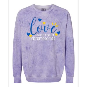 Love Doesnt Count Chromosome Down Syndrome Colorblast Crewneck Sweatshirt