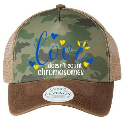 Love Doesnt Count Chromosome Down Syndrome Legacy Tie Dye Trucker Hat
