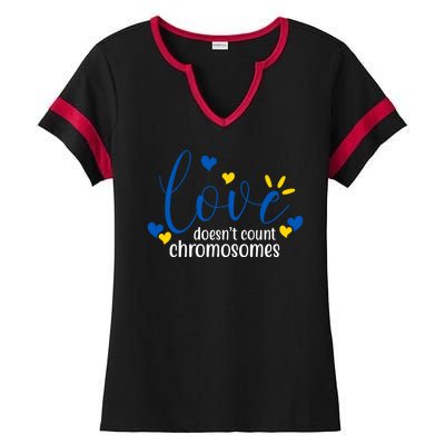 Love Doesnt Count Chromosome Down Syndrome Ladies Halftime Notch Neck Tee