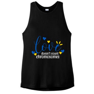 Love Doesnt Count Chromosome Down Syndrome Ladies PosiCharge Tri-Blend Wicking Tank
