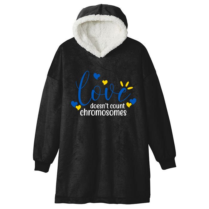 Love Doesnt Count Chromosome Down Syndrome Hooded Wearable Blanket