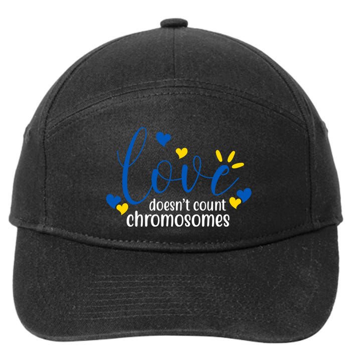 Love Doesnt Count Chromosome Down Syndrome 7-Panel Snapback Hat