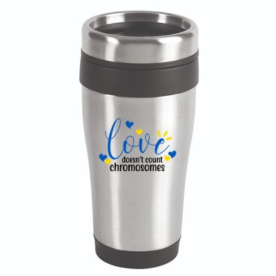 Love Doesnt Count Chromosome Down Syndrome 16oz Travel Tumbler