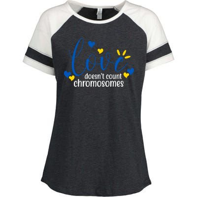 Love Doesnt Count Chromosome Down Syndrome Enza Ladies Jersey Colorblock Tee