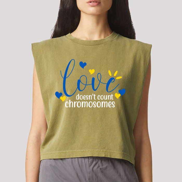 Love Doesnt Count Chromosome Down Syndrome Garment-Dyed Women's Muscle Tee