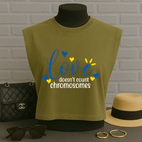 Love Doesnt Count Chromosome Down Syndrome Garment-Dyed Women's Muscle Tee