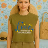 Love Doesnt Count Chromosome Down Syndrome Garment-Dyed Women's Muscle Tee