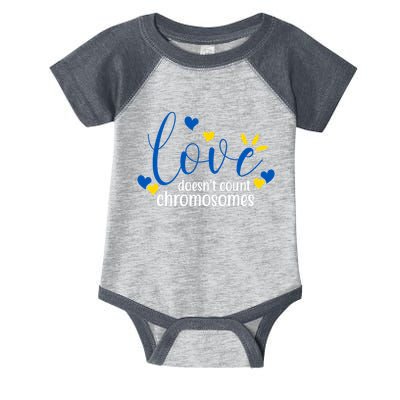 Love Doesnt Count Chromosome Down Syndrome Infant Baby Jersey Bodysuit