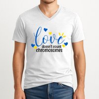 Love Doesnt Count Chromosome Down Syndrome V-Neck T-Shirt