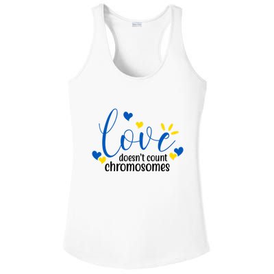 Love Doesnt Count Chromosome Down Syndrome Ladies PosiCharge Competitor Racerback Tank