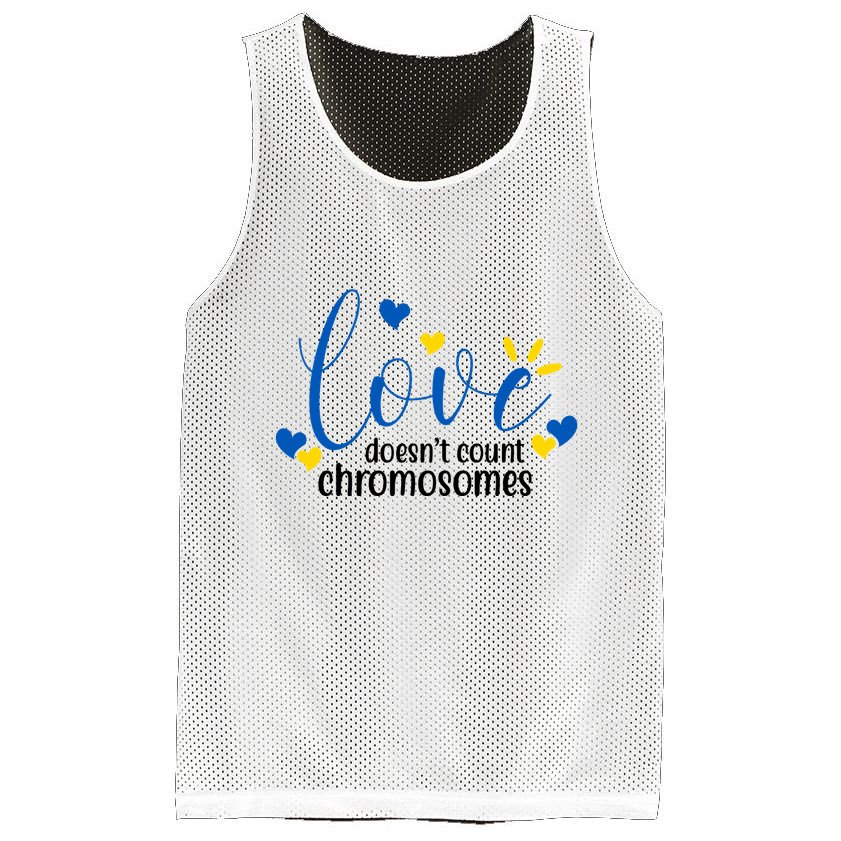 Love Doesnt Count Chromosome Down Syndrome Mesh Reversible Basketball Jersey Tank