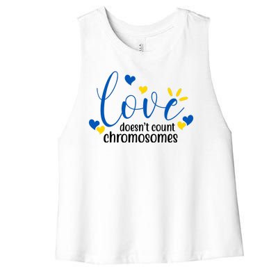 Love Doesnt Count Chromosome Down Syndrome Women's Racerback Cropped Tank