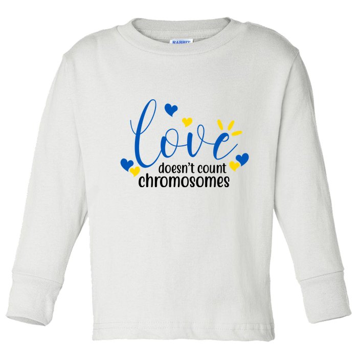 Love Doesnt Count Chromosome Down Syndrome Toddler Long Sleeve Shirt