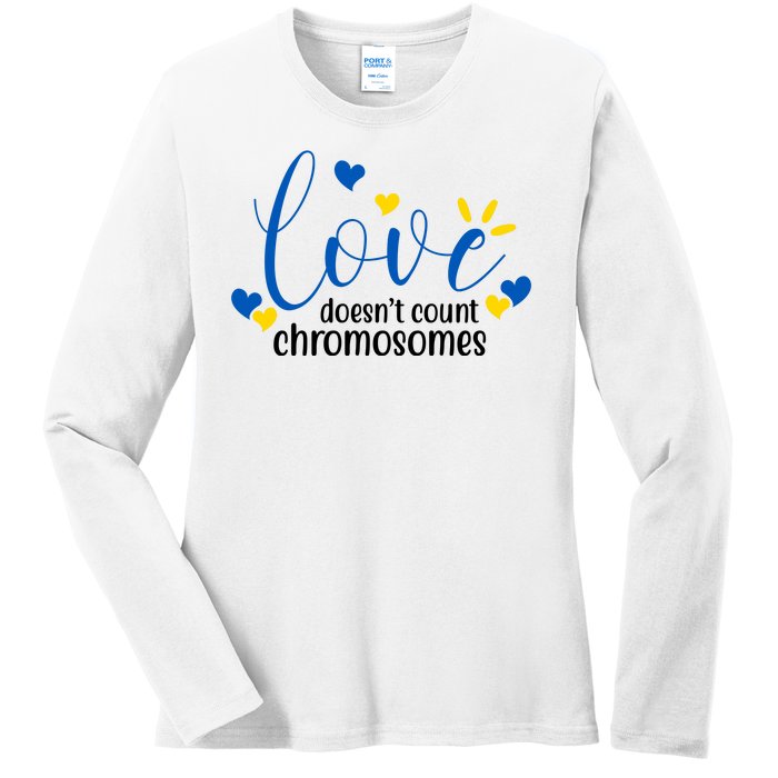 Love Doesnt Count Chromosome Down Syndrome Ladies Long Sleeve Shirt